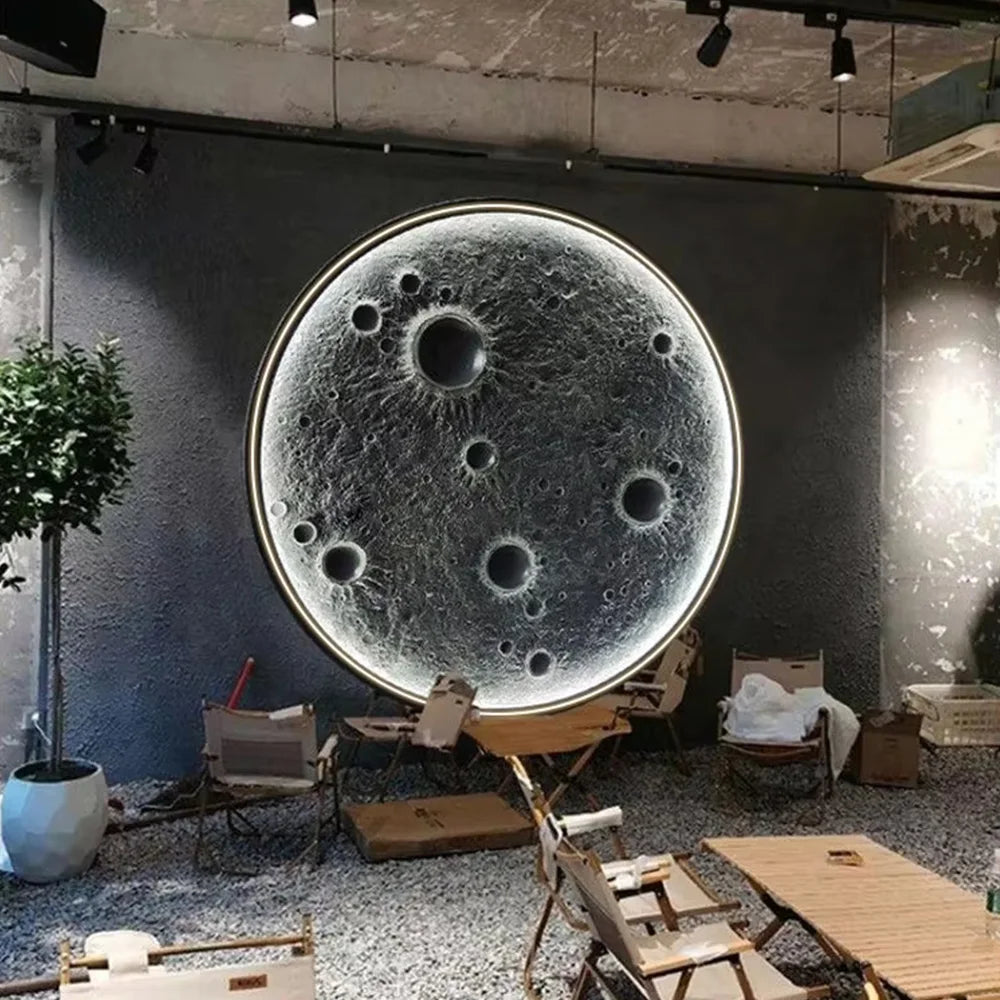 Modern 3D Textured Moon Wall Lamp Creative Relief Art Sconce LED Architectural Lighting