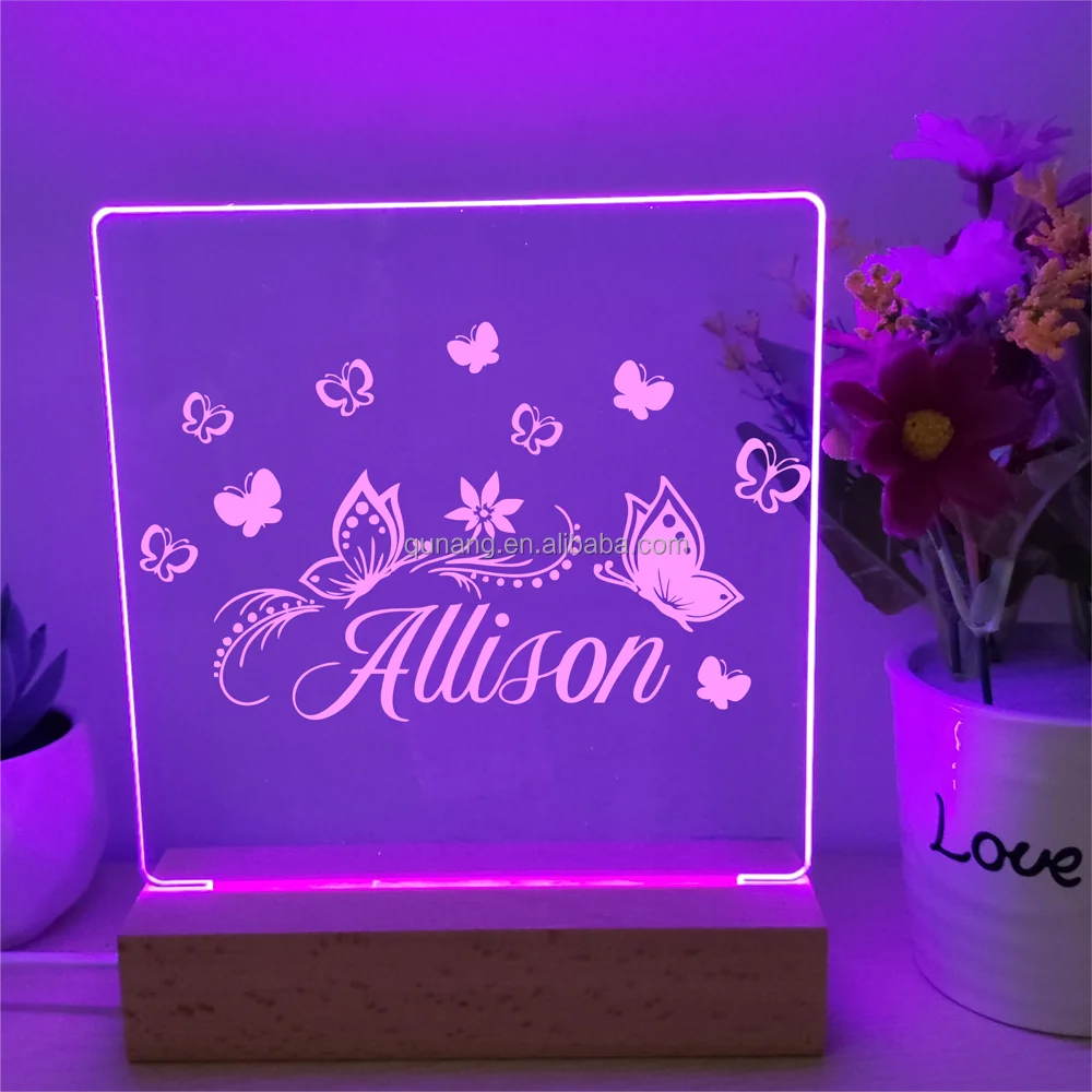 Personalized Unique Engraved Night Light Gifts for Kids Customized Name Moon and Stars