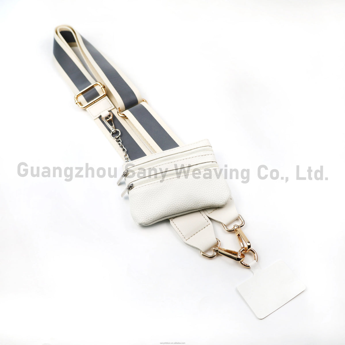 Reflective Strip Phone Strap With Zippered Pouch Adjustable Cellphone Lanyard Crossbody