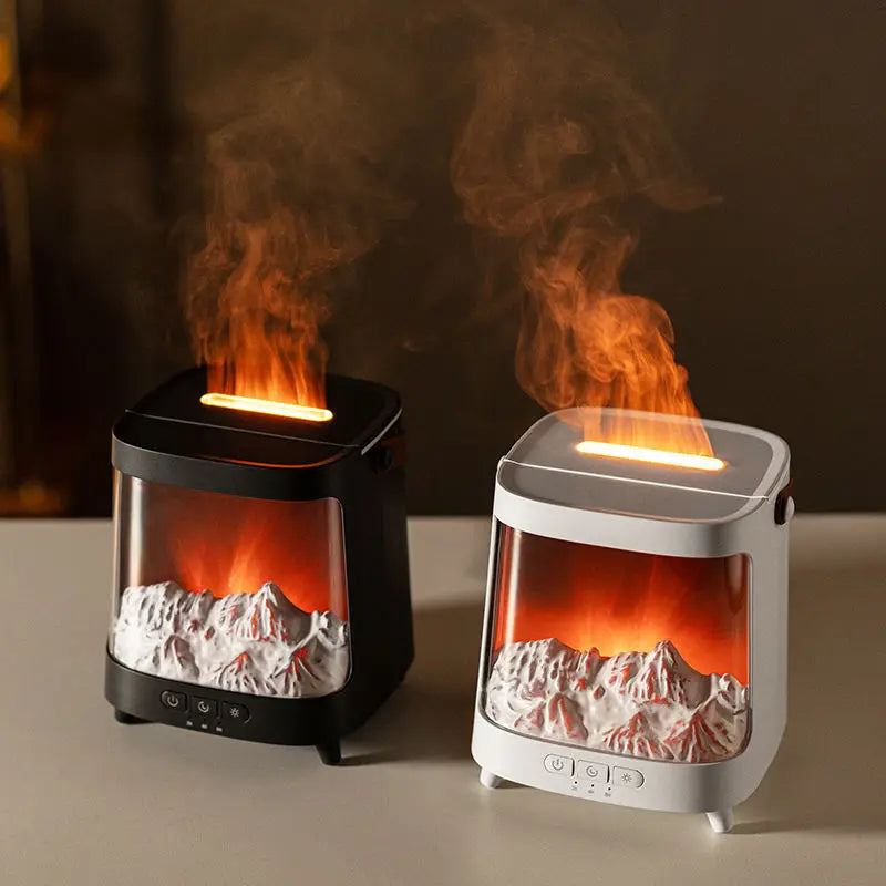 Realistic Flame Aromatherapy Diffuser Electric Air Humidifier with LED Light