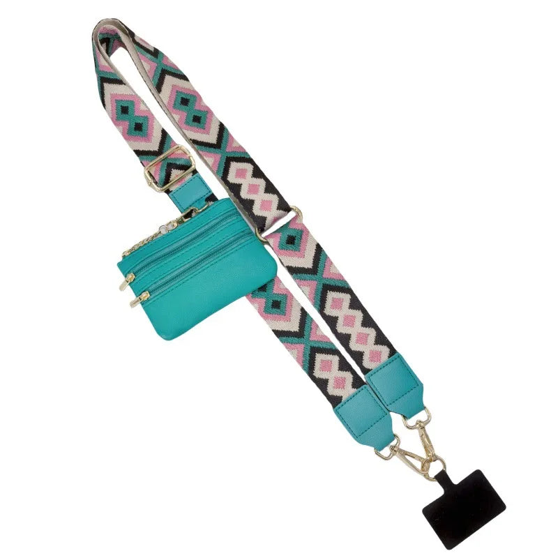 Cross Body Phone Lanyard With Zipper Wallet Anti-Lost Adjustable Mobile Lanyard Guitar