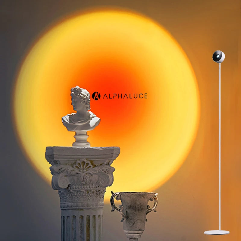 RGB Rainbow Sunset Floor Lamp, Modern Standing Lamp in Black or White