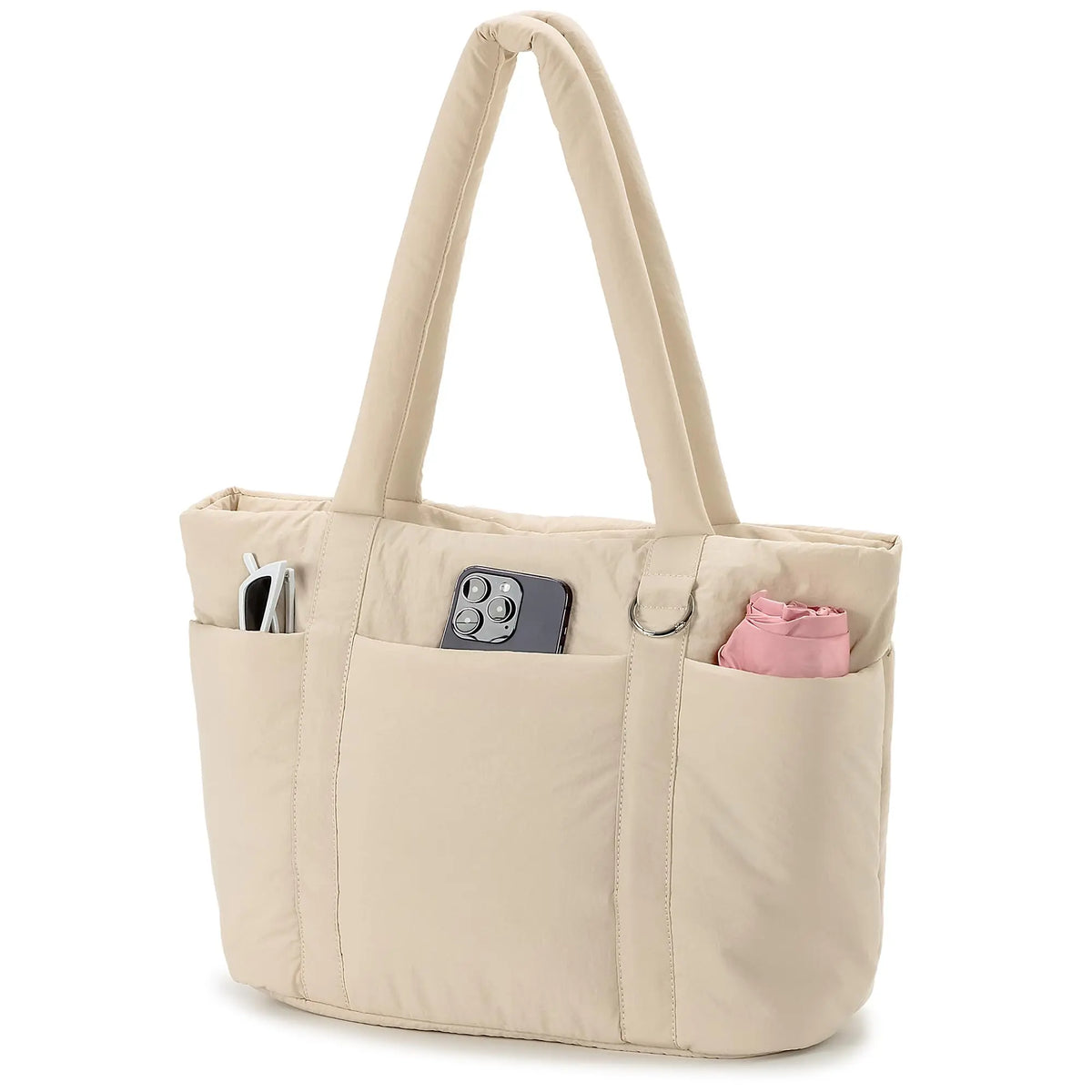 Multi Pocket Tote Bag For Women Large Puffy Shoulder Purse Handbag With Laptop