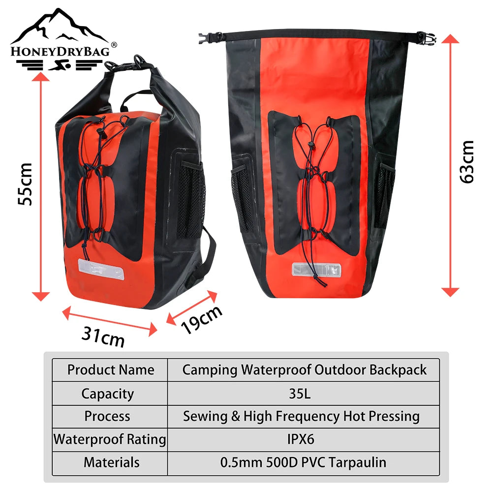Custom 35L 500D PVC Waterproof Dry Bag Backpack Heavy Duty Ocean Pack Gear for Outdoor