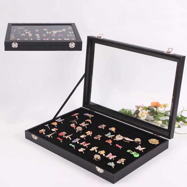 Custom Jewelry Organizer Boxes Display Travel Jewelry Case Portable Velvet Glass Cover