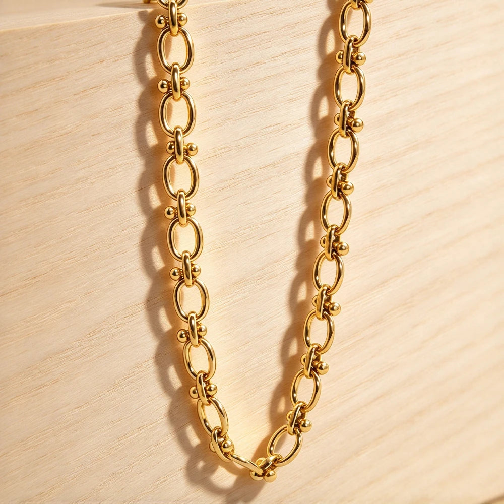 18K Gold Plated Rhodium Plated Stainless Steel Necklace Vintage Modern Classic Geometric