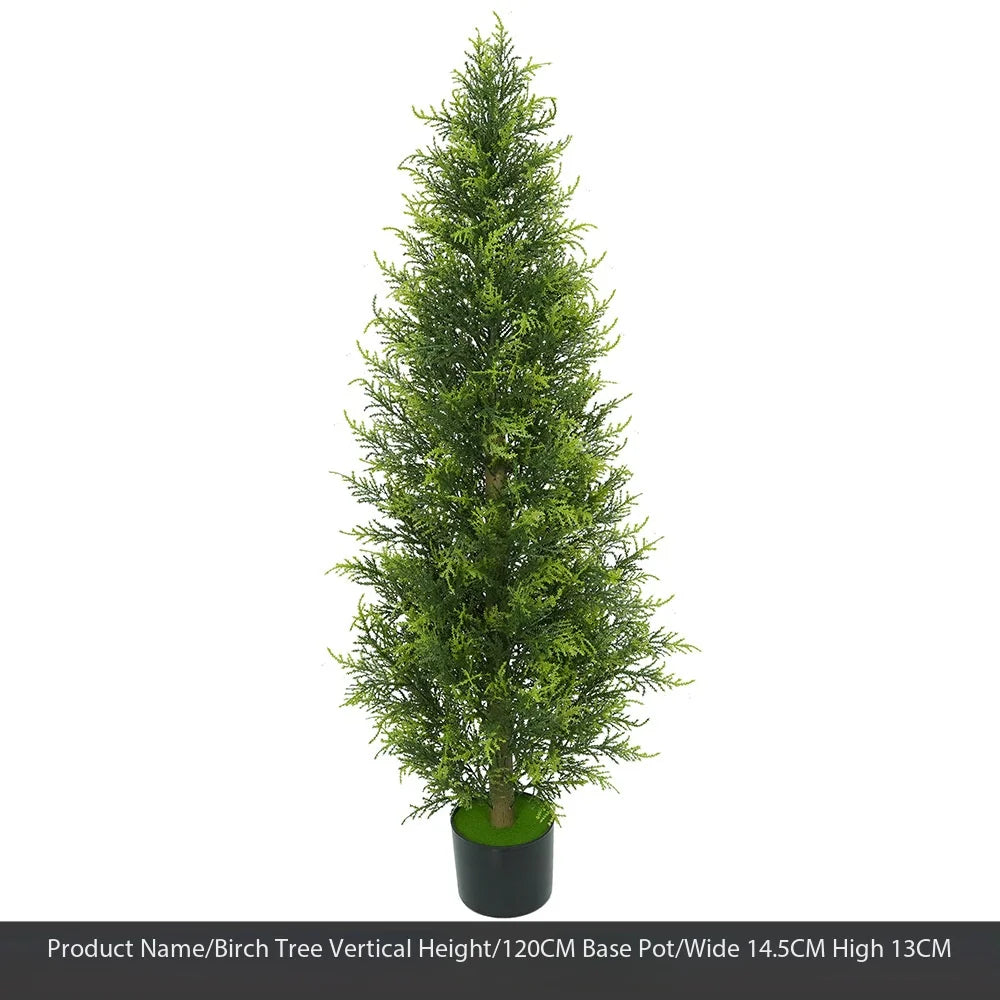 Realistic Artificial Cypress Topiary Tree Ball With Pot & Ground Spike, Indoor Outdoor