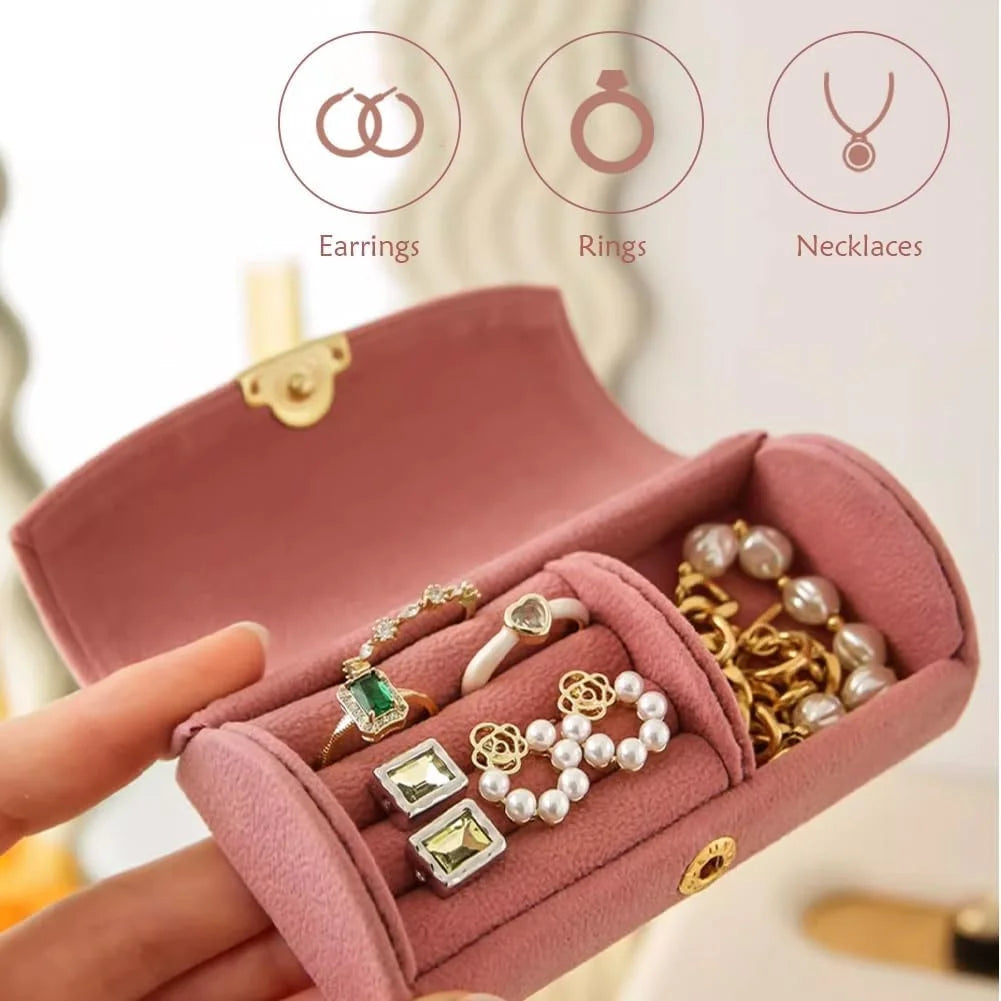 Travel Jewelry Case Portable Velvet Organizer Rings Earrings Storage Box Perfect Gift