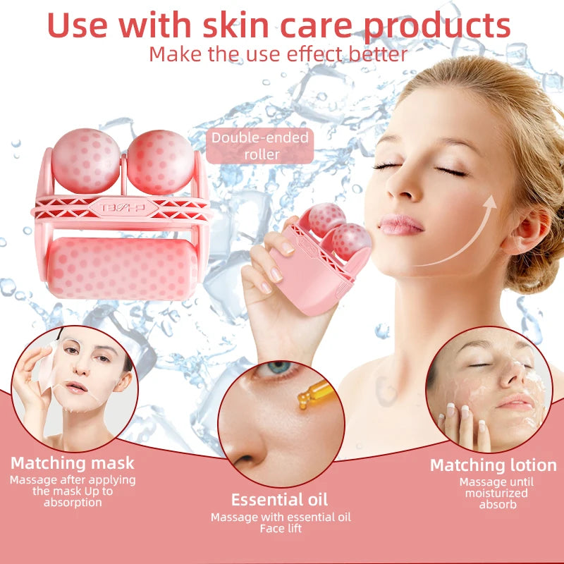 Handheld Personal Skin Care Ice Roller with V-Shaped Design for Face Beauty and Skin