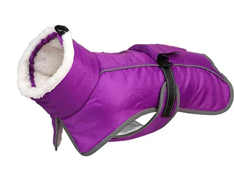 Pet Coat Thickened Dog Winter Coat With Sherpa Collar Waterproof Windproof Jacket Wit