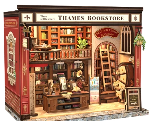 Top Gift DIY Book Nook 3D Wooden Puzzle Miniature House DIY Craft Kit Assembled Wooden Toy