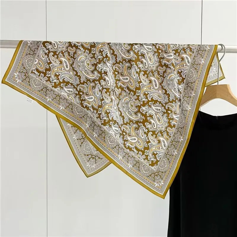 100% Mulberry Silk Animal Print Customizable 70x70cm Square Scarf for Women with Digital