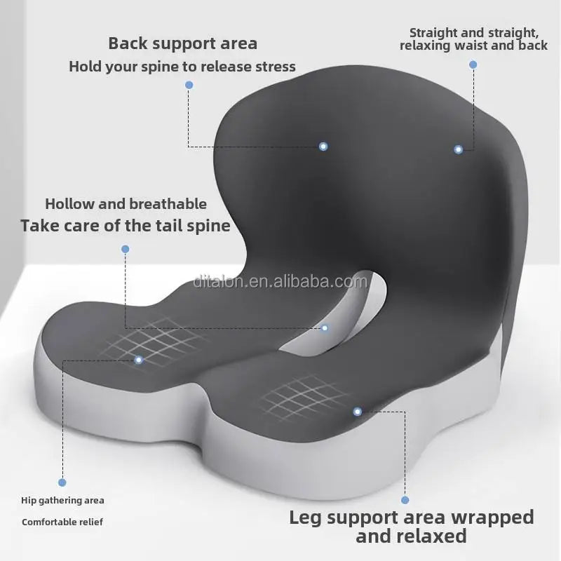 Memory Foam Lumbar Pillow and Coccyx Seat Cushion, Anti-Static, Gray