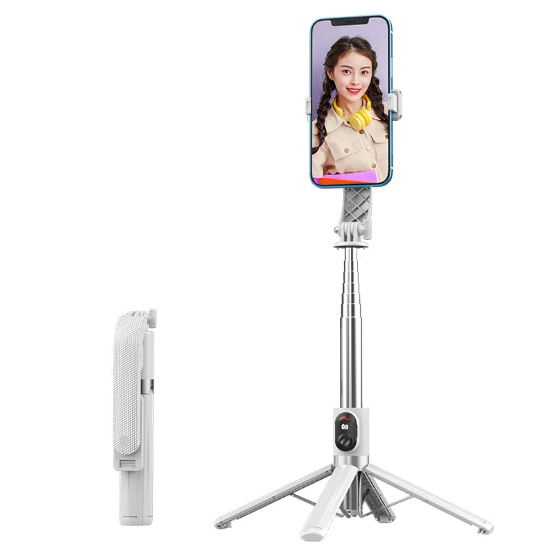 Stainless Steel Selfie Stick with 360 Adjustable Retractable Tripod 2 LED Light Remote