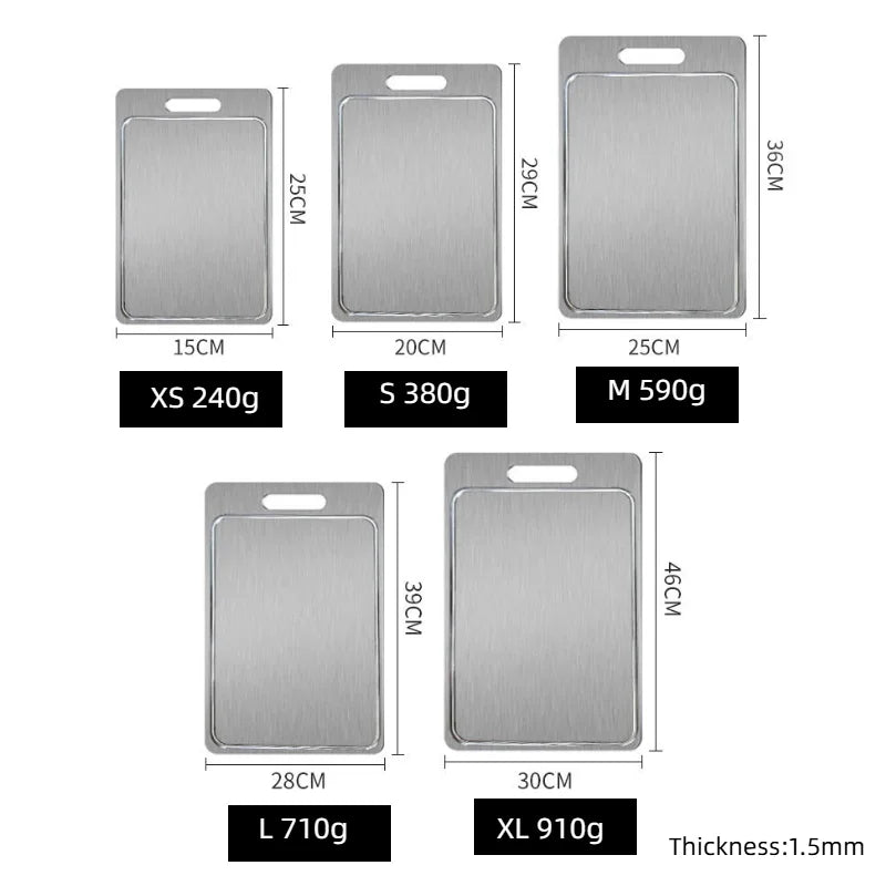 New 100% Pure Titanium Cutting Boards Kitchen Chopping Blocks Doubled Sided Stainless