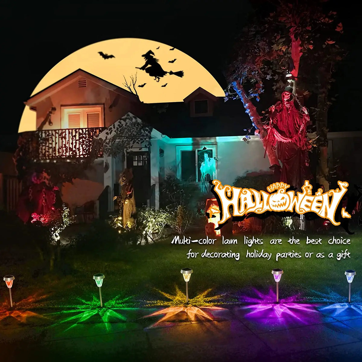 Solar Outdoor Decorations Waterproof Solar Yard Lights 7 Color Changing Solar Garden