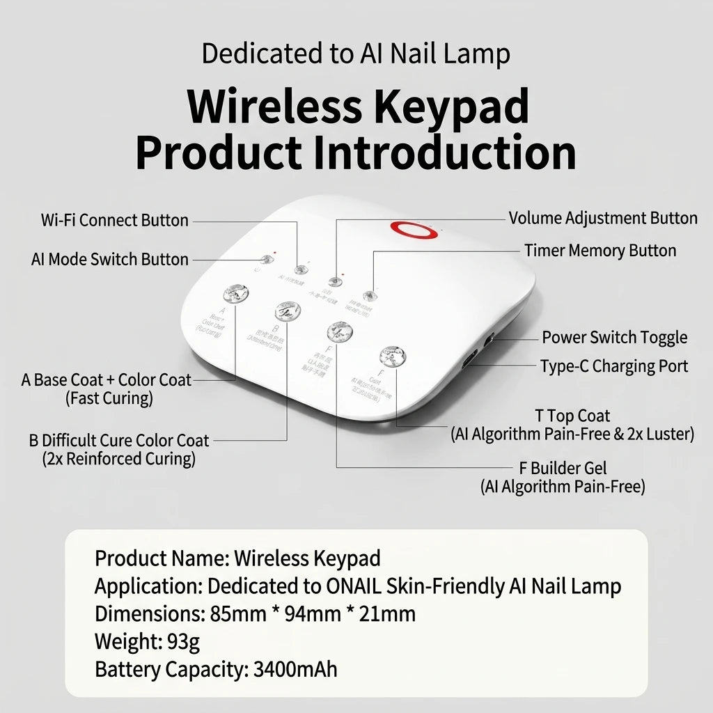 Smart AI Professional UV LED Nail Lamp Accessory with Lithium Battery Wireless Remote