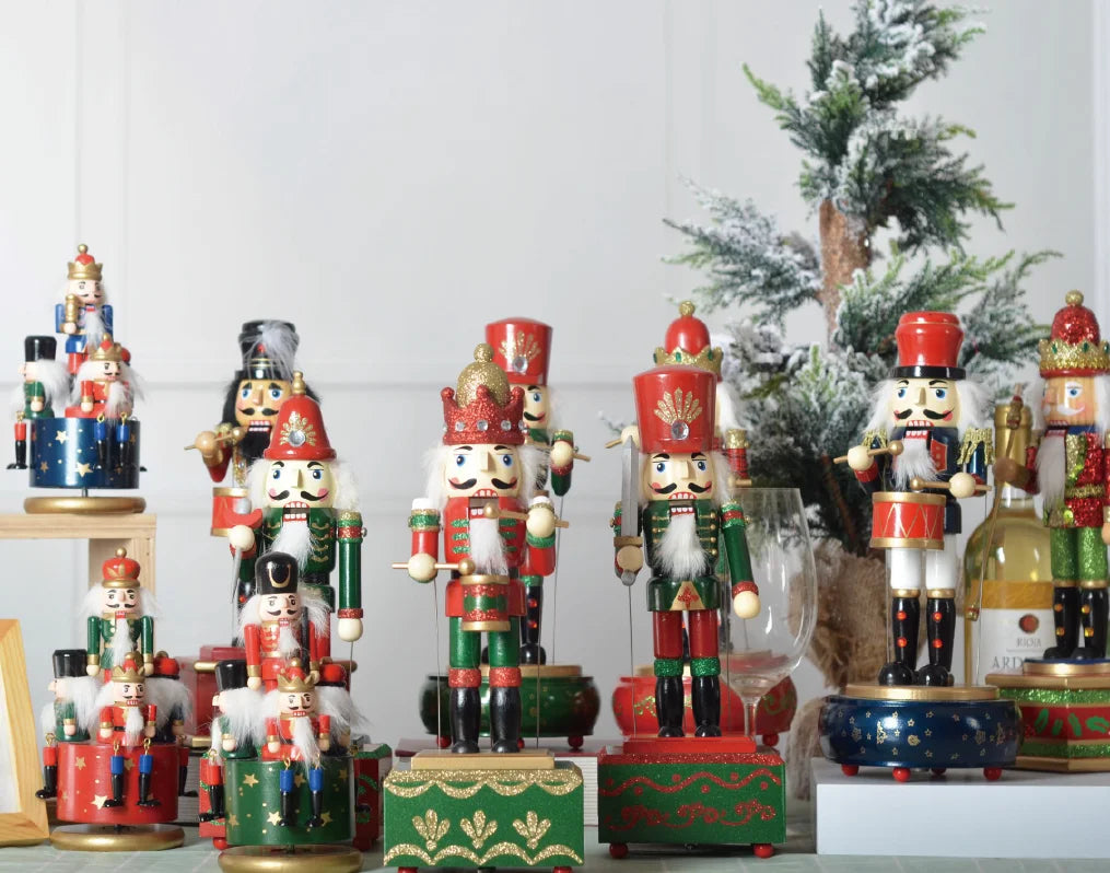 Handmade Traditional Wood Christmas Nutcracker King Soldier Doll Three-Piece Small UV