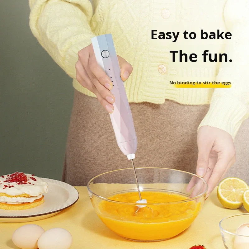 Handheld Electric Plastic Egg Beater Coffee Stirrer Milk Frother USB-Charged For Milk