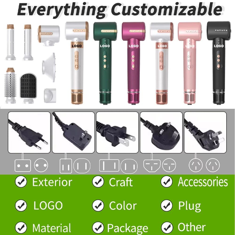 6 in 1 Air Styler Dual Voltage High Speed Blow Dryer Professional Ionic Hot Air Brush One