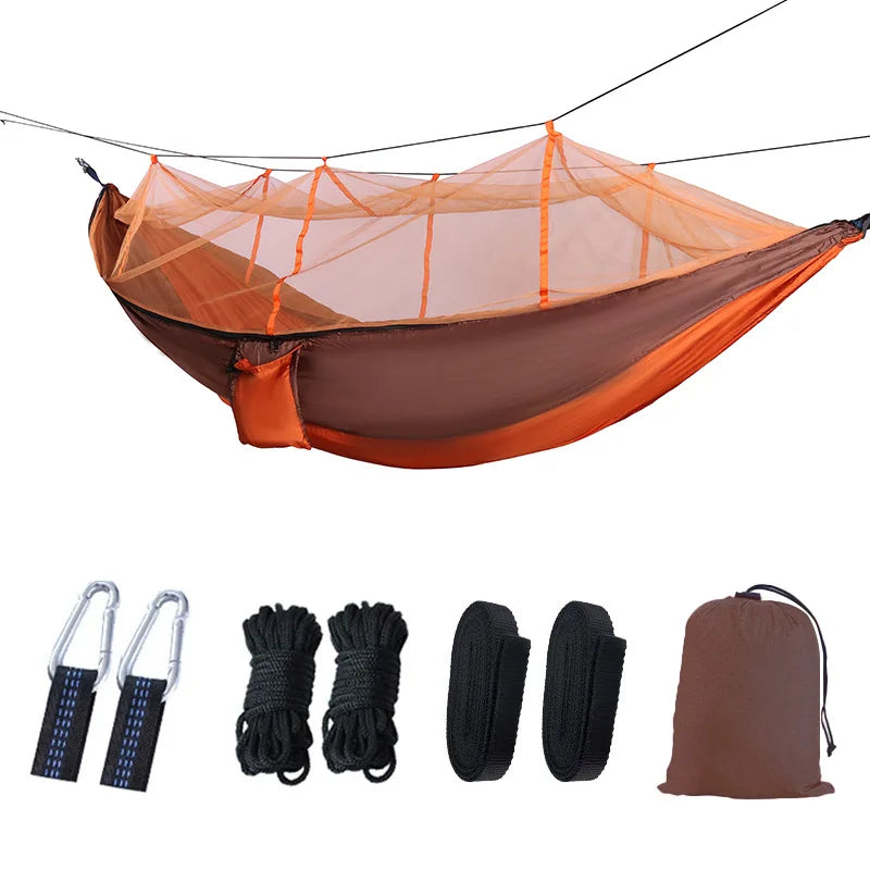 Outdoor Single Person Lightweight Foldable Hammock Mosquito Net Nylon Material 200kg