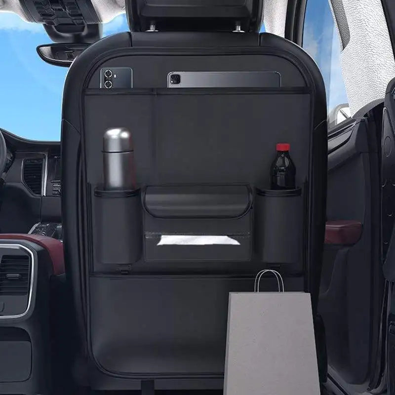 Black Car Back Seat Organizer Foldable Tray Table Storage Bag with Cup Holders Phone Card