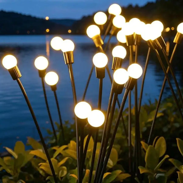 Outdoor Solar Light Patio Lamp Firefly Light White Ball Sway String Light Stake Lamp