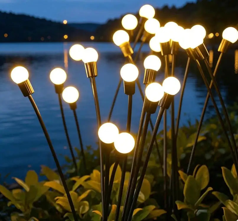 Outdoor Solar Light Patio Lamp Firefly Light White Ball Sway String Light Stake Lamp