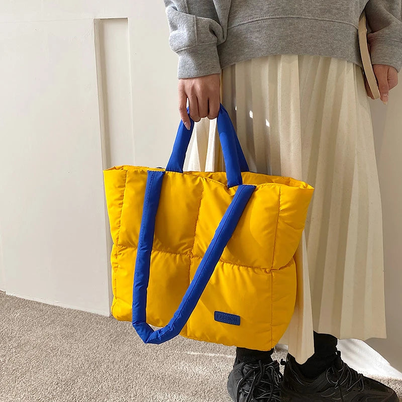 Large Capacity Shoulder Bag Women Fashion Nylon Puffer Handbag Woman Soft Quilted