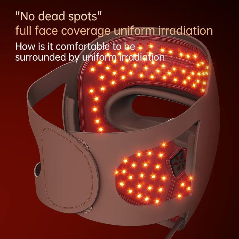 Rechargeable LED Face and Neck Mask with Red Light, Brown or Black