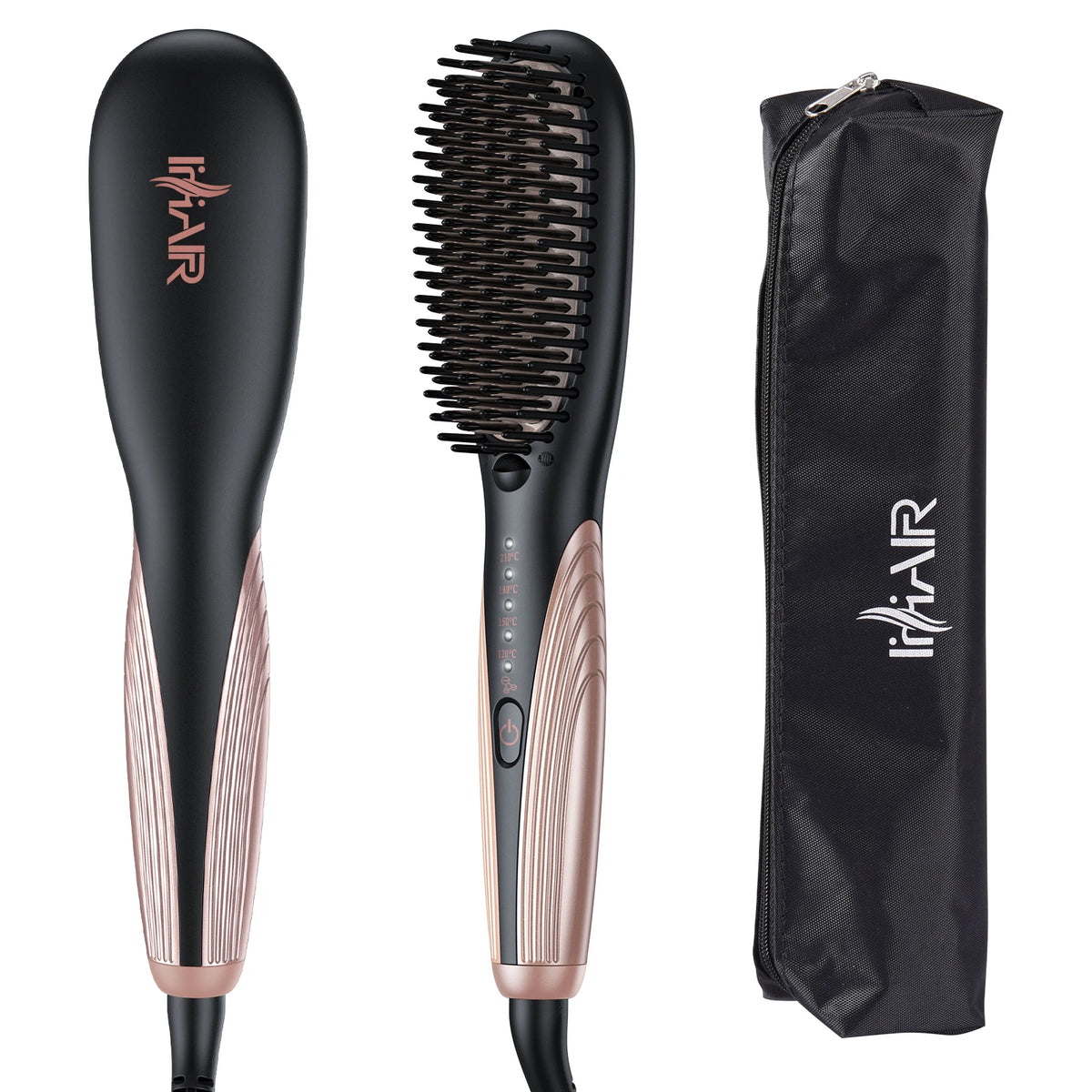 Professional Ionic Heating Hair Straightener Gold Brush Hair Iron 2 in 1 Beard