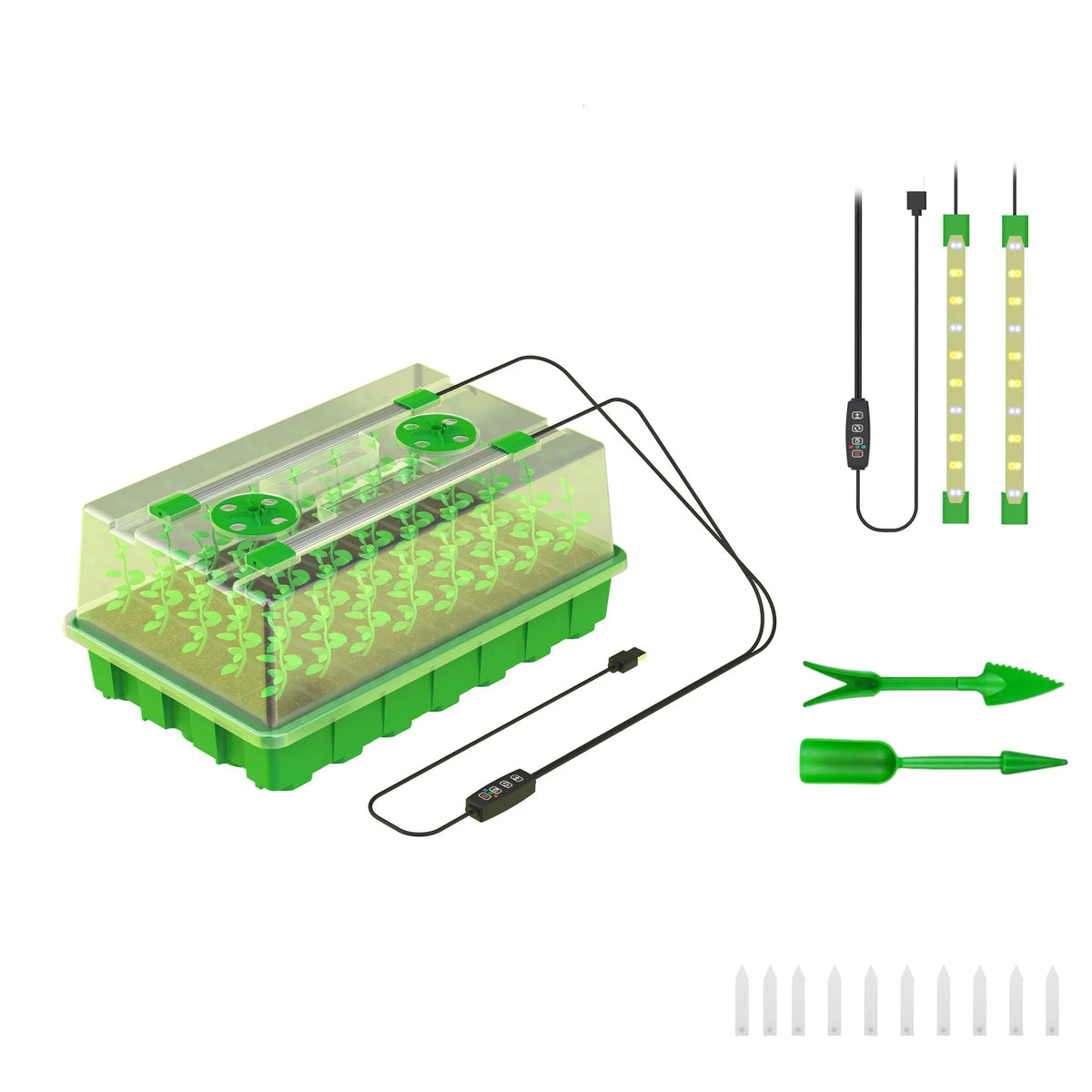 Complete All-in-One Seedling Propagation System with LED Grow Light and Starter Tray Box