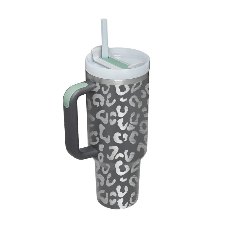 304 Stainless Steel 40oz Double Wall Vacuum Insulated Tumbler with Straw and Hand Grip