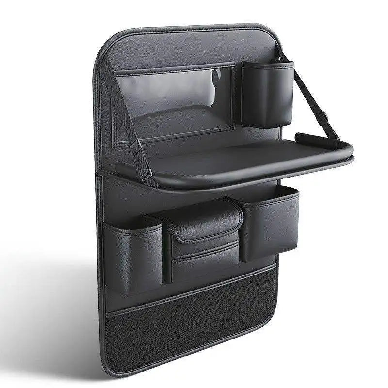 Black Car Back Seat Organizer Foldable Tray Table Storage Bag with Cup Holders Phone Card