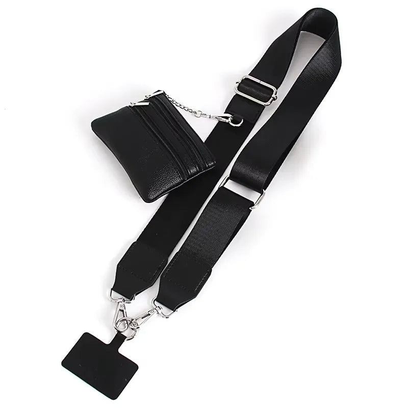 Cross Body Phone Lanyard With Zipper Wallet Anti-Lost Adjustable Mobile Lanyard Guitar