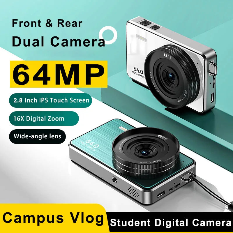 New Popular 2.8 Inch HD Digital Camera for Students Video Camera 2.7K 64MP IPS Screen 16X