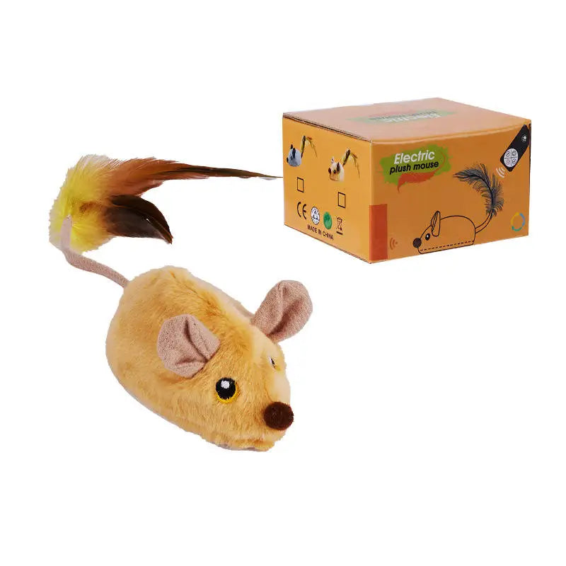 Electric Rechargeable Flannelette Interactive Cat Toy Induction Mouse Remote Control Auto