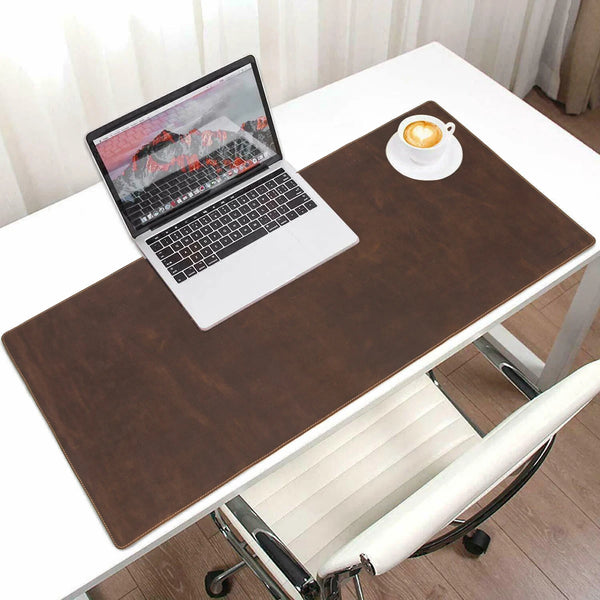 Custom Crazy Horse Leather Laptop Mouse Mat Oversize Anti Slip Office Desktop Computer