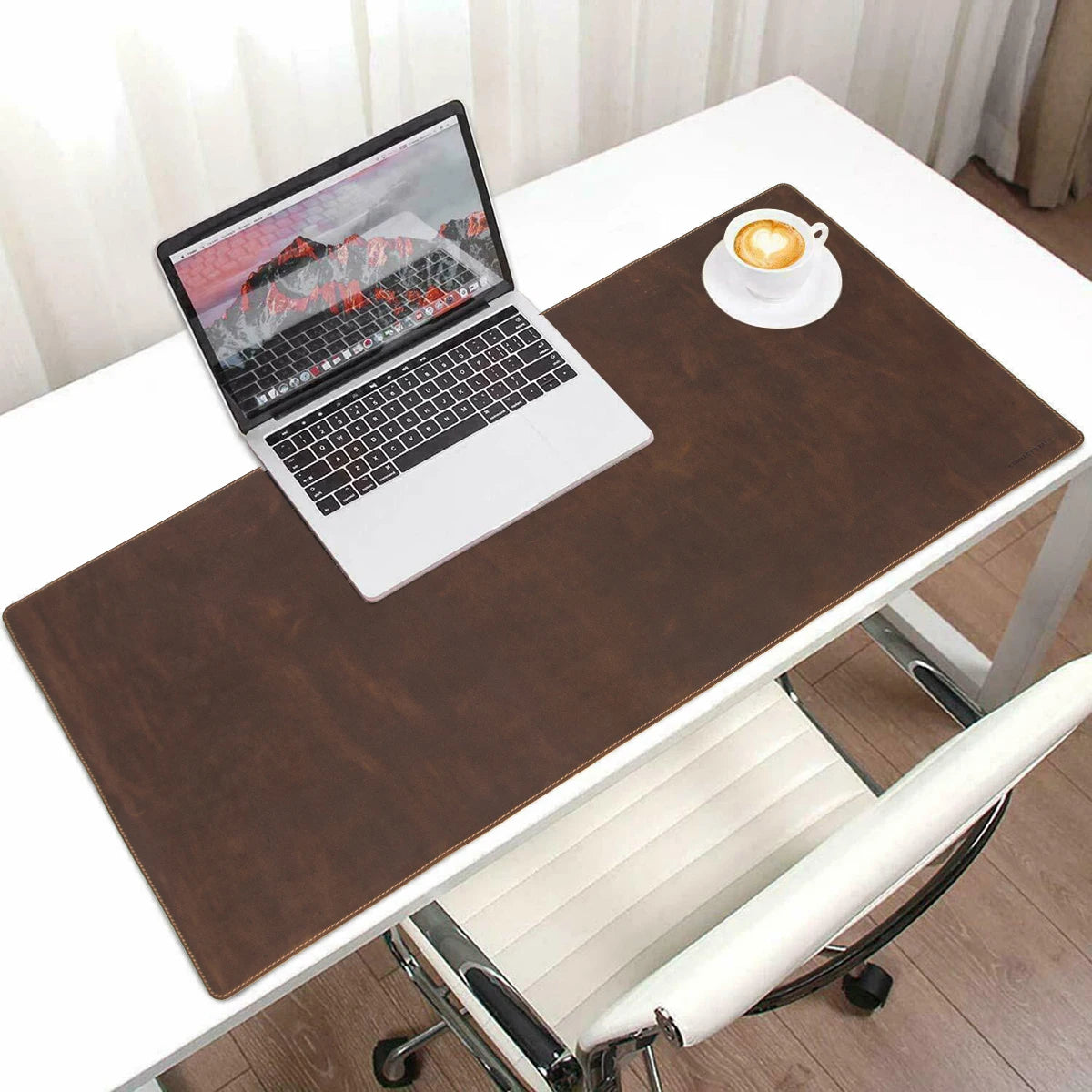 Custom Crazy Horse Leather Laptop Mouse Mat Oversize Anti Slip Office Desktop Computer