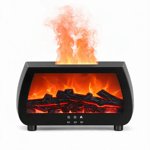 Fireplace-Style Ultrasonic Aroma Diffuser, 200ml, Flame Light and Remote