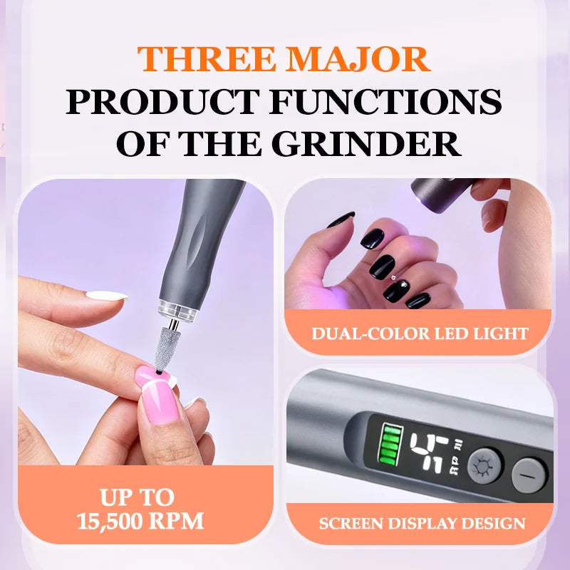 Rechargeable Nail Drill Machine 35000 RPM Professional Electric Cordless E File Portable
