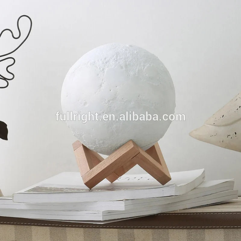 3D Moon Lamp Touch LED Moon Light with Wooden Stand LED Moon Lamp