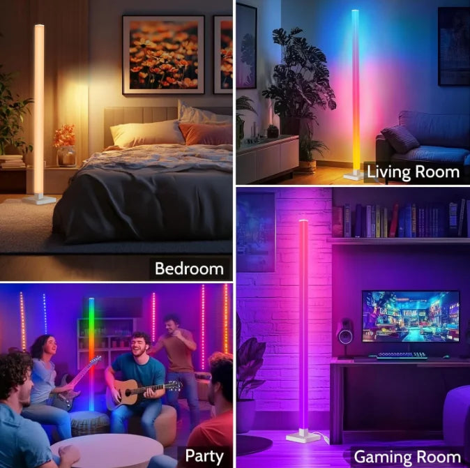 RGB Remote & Smart App Controlled Dimmable ABS Home Decor Floor Corner Lamp for Gaming