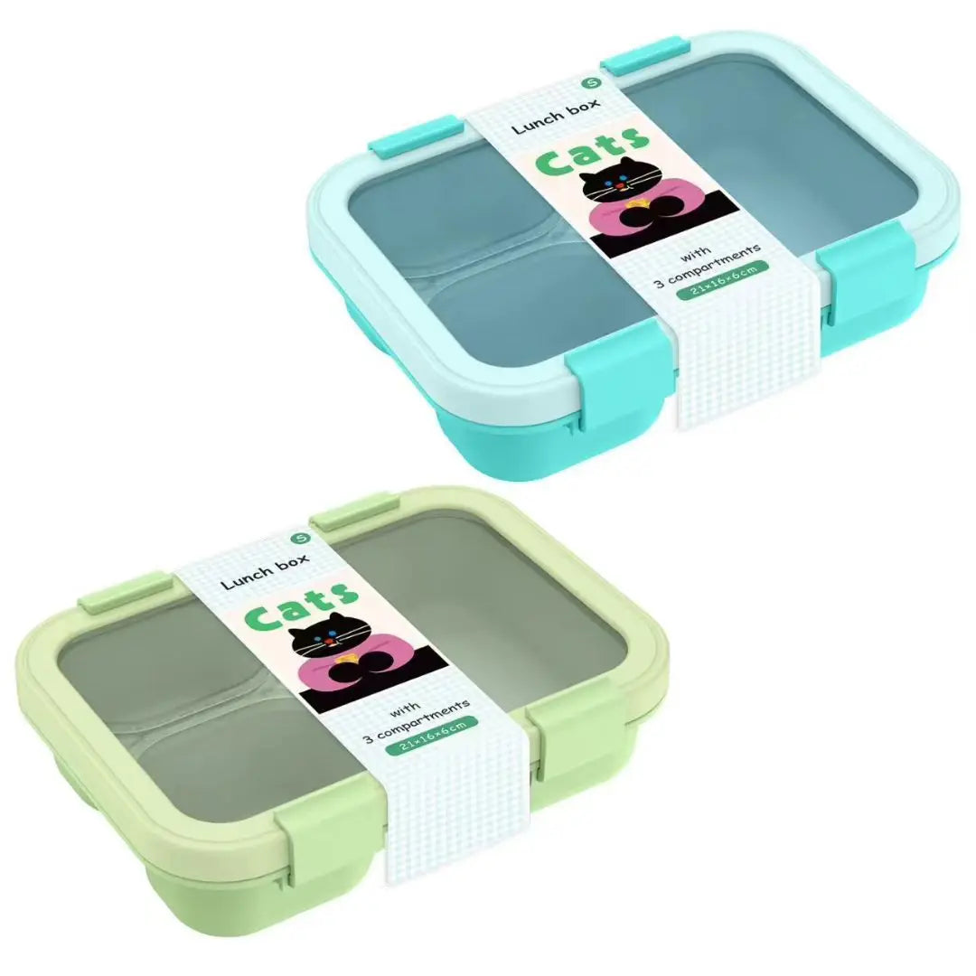 Microwave Safe Bento Box School Kid Portable Lunch Box Stainless Steel 3 Compartment Food