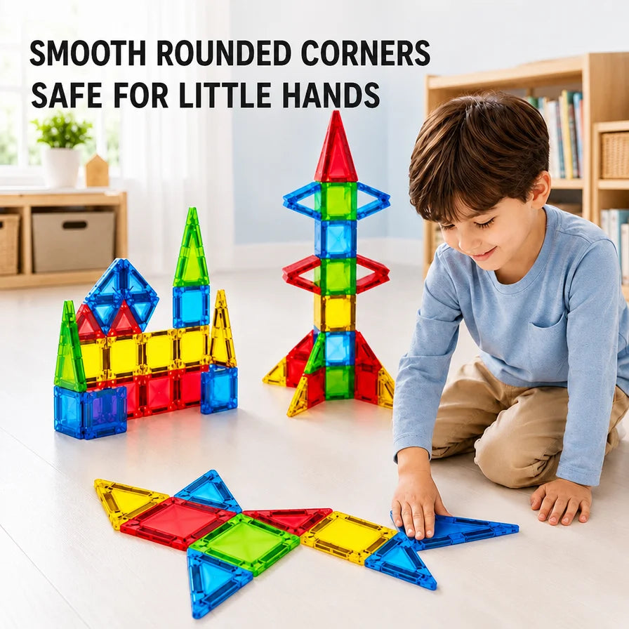 Magnetic Tiles Building Blocks for Kids STEM Educational Construction Crystal Diamond