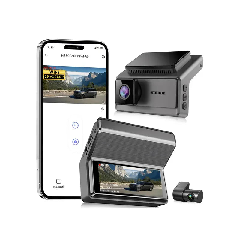 Full HD 2K Front+1K Rear 2 Channel Camera Dashcam 3.16 Inch IPS Screen Car DVR Front