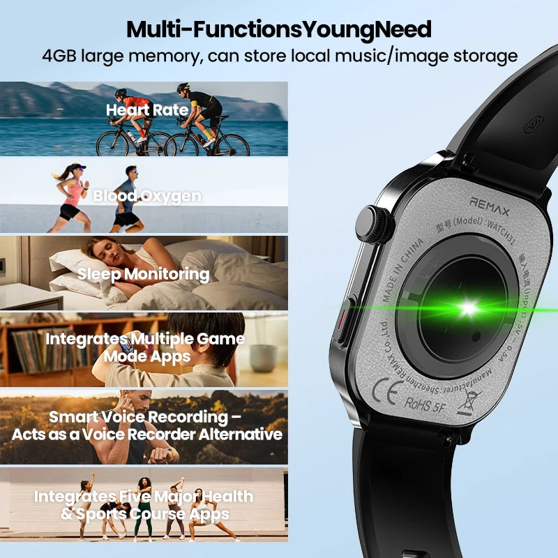 AMOLED Smart Watch with 2.04 Inch Touch Screen, IP68 Waterproof Fitness Tracker