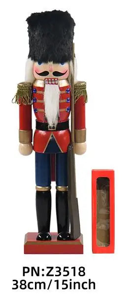 Customizable Handicraft Traditional Christmas Decoration 36cm Wooden Nutcracker Doll