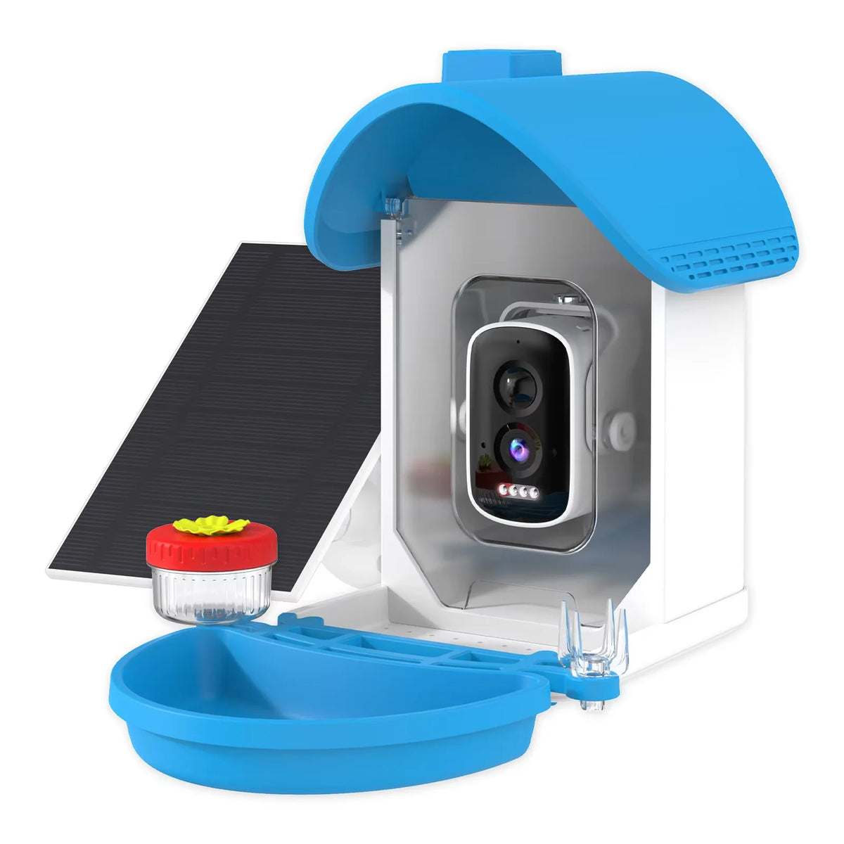 AI Bird Feeder Camera 2.5K Resolution IP65 Waterproof LCD Display Solar Powered Outdoor