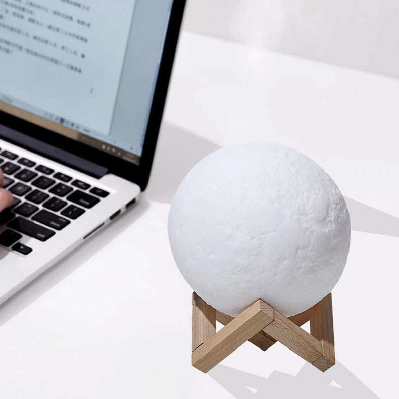 3D Printed Crystal Moon Lamp LED Night Light Sleep-Aid Atmosphere Baby Nursery Bedroom